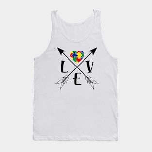 Love Heart Puzzle Autism Awareness Gift for Birthday, Mother's Day, Thanksgiving, Christmas Tank Top